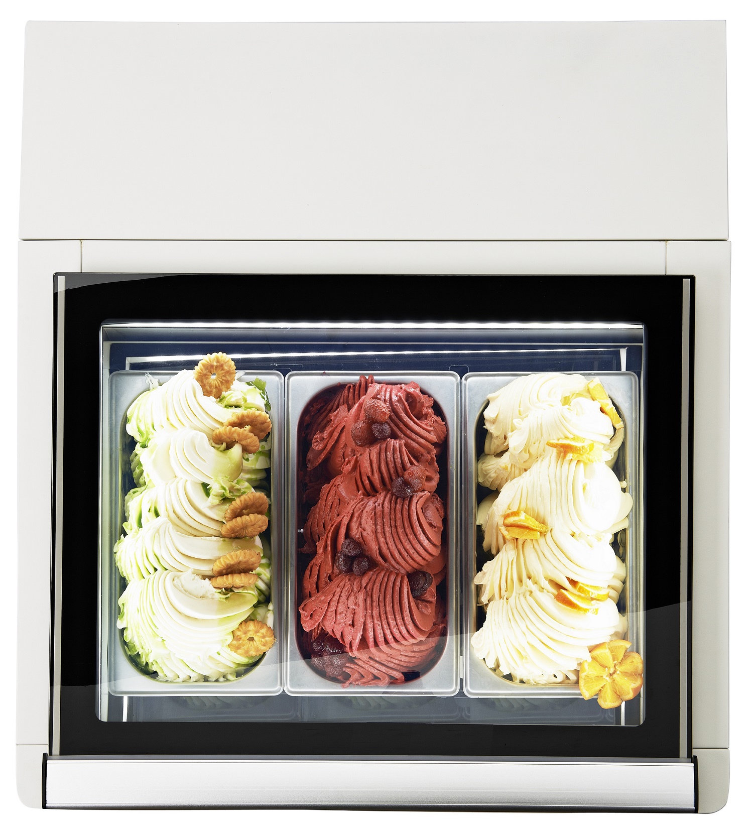 Kompakte Tischmodell Speiseisvitrine in Weiß mit 3x5 ltr