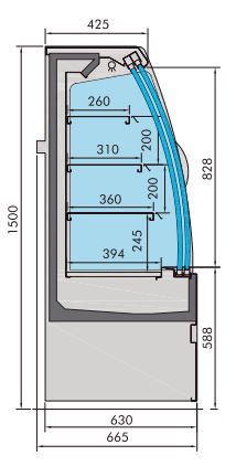 gastro kühlvitrine | verkaufsvitrine kühlung | displaykühlung | schiebetüren | umluftkühlung