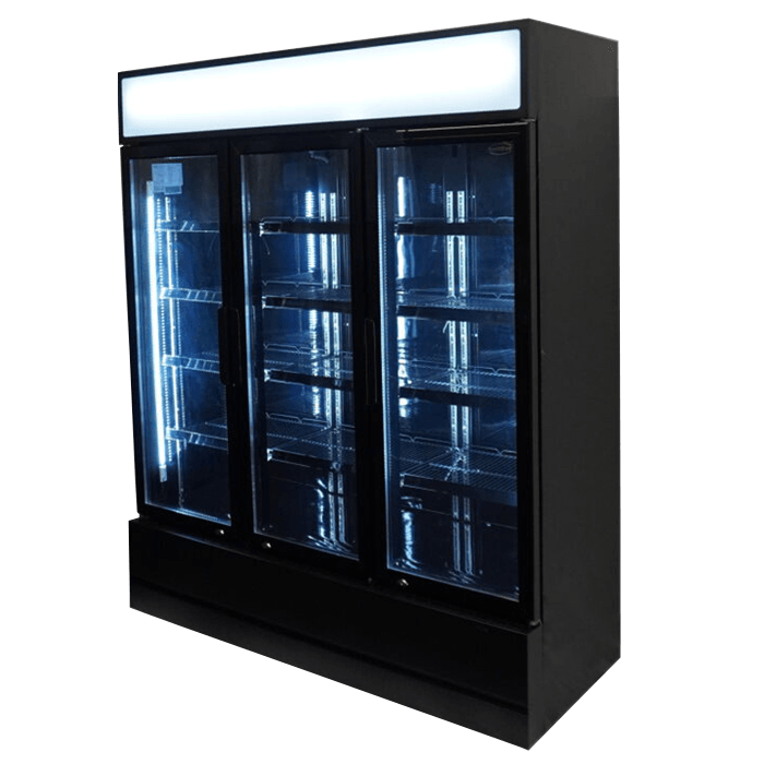 Gastro Kühlschrank mit 3 Glastüren in Schwarz