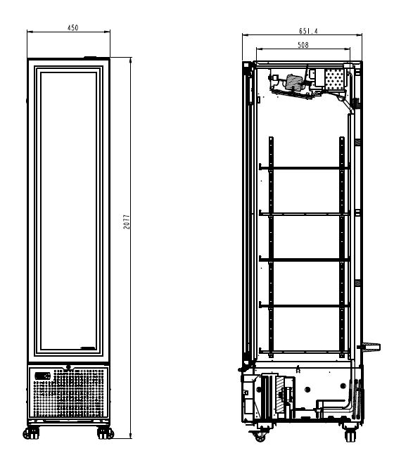 gewerbekühlschrank | kühlschrank mit glastür | kühlschrank schwarz | kühlschrank 348 l | kühlschrank für retail | kühlschrank für snackbar