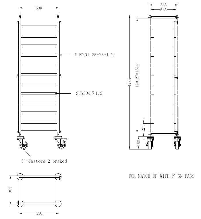 gastro gerät | gewerbegerät | profi küchengerät | GN-Wagen | Abräumwagen | Servicewagen