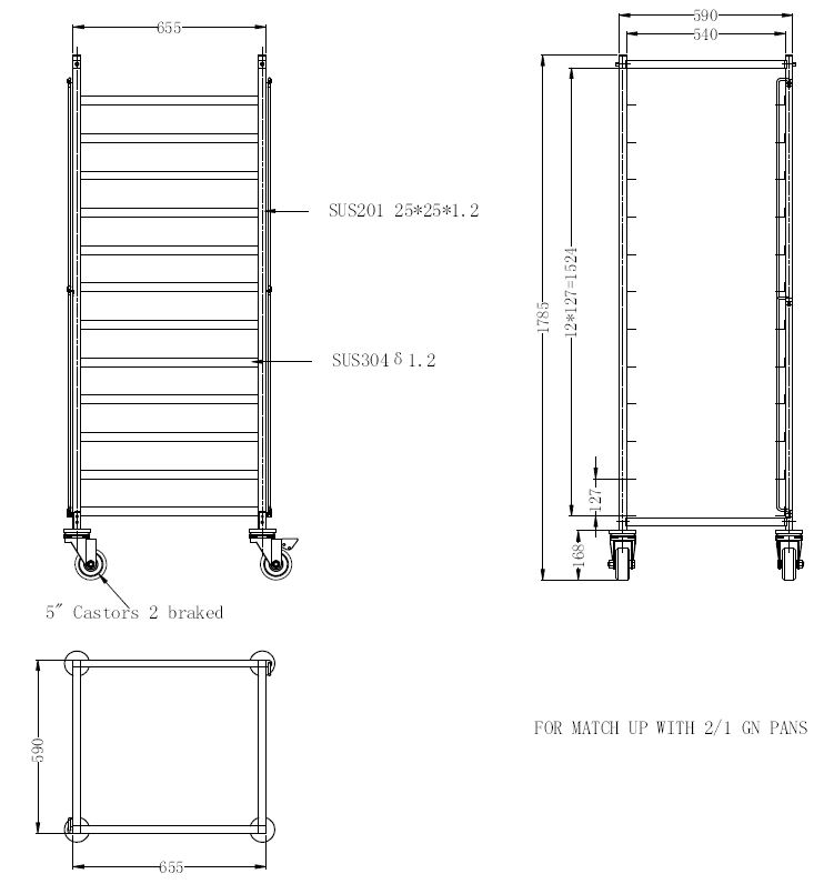 gastro gerät | gewerbegerät | profi küchengerät | GN-Wagen | Abräumwagen | demontabler Abräumwagen