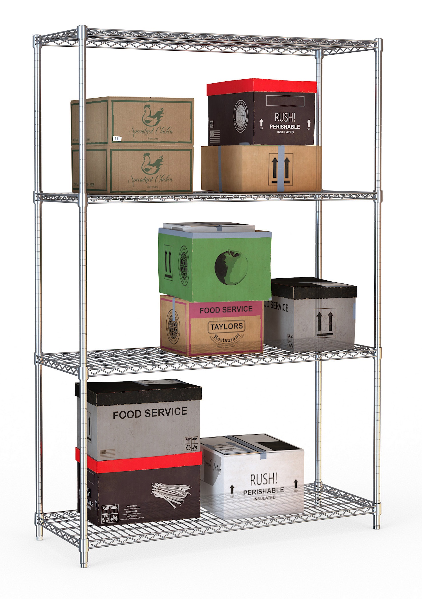 Regalsystem | verchromter Stahl | Chrom | Selbstmontage | 180 kg Fachlast | Gastronomie | Gewerbe
