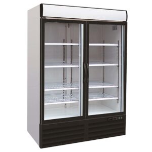 Kühlschrank 2 Glastüren Schwarz – Frontansicht, 1079 L Nutzinhalt