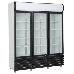 Kühlschrank 3 Glastüren schwarz – Glastürkühlschrank 1.065 Liter mit LED und Umluftkühlung