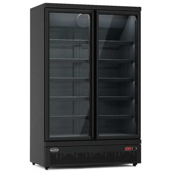 TIEFKÜHLSCHRANK 2 GLASTÜREN SCHWARZ JDE-1000F BL