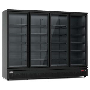 KÜHLSCHRANK 4 GLASTÜREN SCHWARZ JDE-2025R BL *TRANSPORT AUF ANFRAGE*