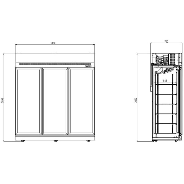 KÜHLSCHRANK 3 GLASTÜREN SCHWARZ INS-1530R BL – Bild 2