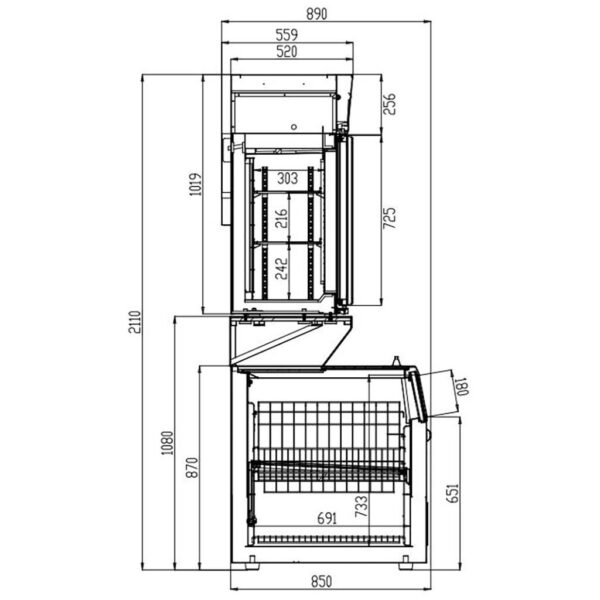 WANDTIEFKÜHLUNG SCHWARZ 3 GLASTÜREN – Bild 3