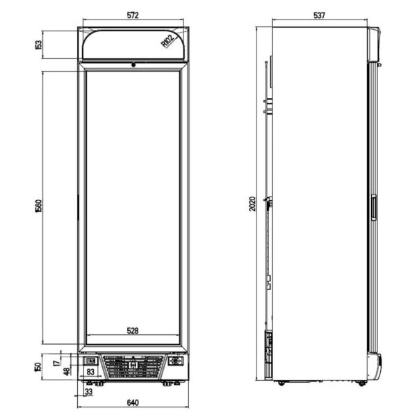 TIEFKÜHLSCHRANK 1 GLASTÜR 382L – Bild 2