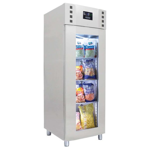 TIEFKÜHLSCHRANK EDELSTAHL GLASTÜR MONO BLOCK 700 LTR