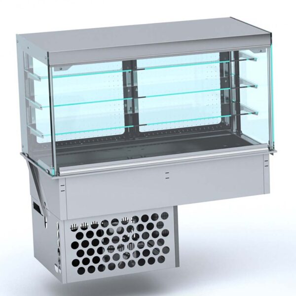 EINBAUKÜHLVITRINE ECKIG – GESCHLOSSEN 3/1 GN