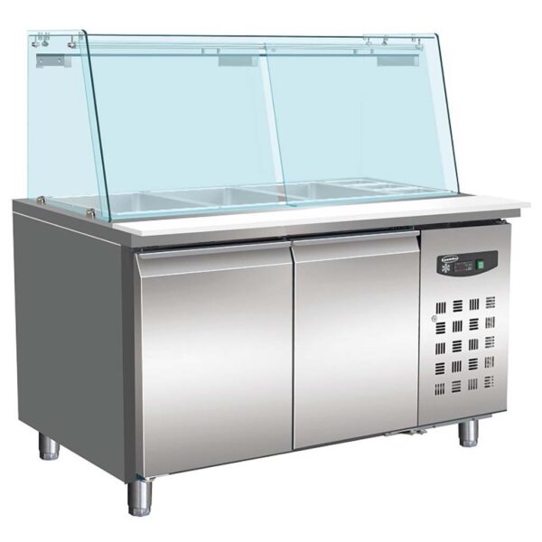 BÄCKEREI KÜHLTISCH MIT GLAS 2 TÜREN 4x 1/1 GN BEHÄLTER