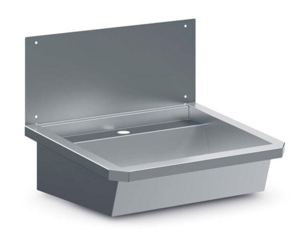 EDELSTAHL WASCHBECKEN 1 ABLASSHAHN 600MM  ABLAUFSTOPFEN UND SCHUTZWAND INKLUSIVE, EXKLUSIV HAHN