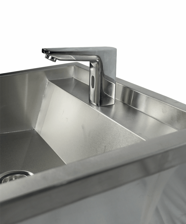 EDELSTAHL WASCHBECKEN 1 ABLASSHAHN 600MM  ABLAUFSTOPFEN UND SCHUTZWAND INKLUSIVE, EXKLUSIV HAHN – Bild 9