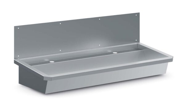 EDELSTAHL WASCHBECKEN 2 ABLASSHAHNE 1200MM  ABLAUFSTOPFEN UND SCHUTZWAND INKLUSIVE, EXKLUSIV HAHNE