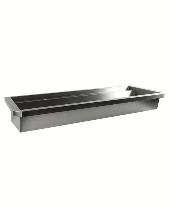 EDELSTAHL WASCHBECKEN 2 ABLASSHAHNE 1200MM  ABLAUFSTOPFEN UND SCHUTZWAND INKLUSIVE, EXKLUSIV HAHNE – Bild 2