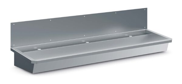 EDELSTAHL WASCHBECKEN 3 ABLASSHAHNE 1800MM  ABLAUFSTOPFEN UND SCHUTZWAND INKLUSIVE, EXKLUSIV HAHNE