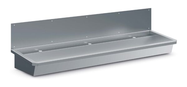 EDELSTAHL WASCHBECKEN 3 ABLASSHAHNE 1800MM  ABLAUFSTOPFEN UND SCHUTZWAND INKLUSIVE, EXKLUSIV HAHNE