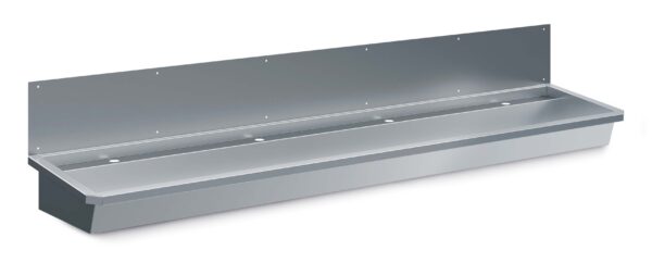 EDELSTAHL WASCHBECKEN 4 ABLASSHAHNE 2400MM  ABLAUFSTOPFEN UND SCHUTZWAND INKLUSIVE, EXKLUSIV HAHNE
