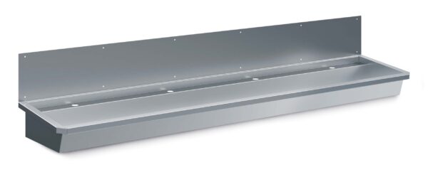 EDELSTAHL WASCHBECKEN 4 ABLASSHAHNE 2400MM  ABLAUFSTOPFEN UND SCHUTZWAND INKLUSIVE, EXKLUSIV HAHNE