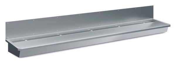 EDELSTAHL WASCHBECKEN 5 ABLASSHAHNE 3000MM  ABLAUFSTOPFEN UND SCHUTZWAND INKLUSIVE, EXKLUSIV HAHNE