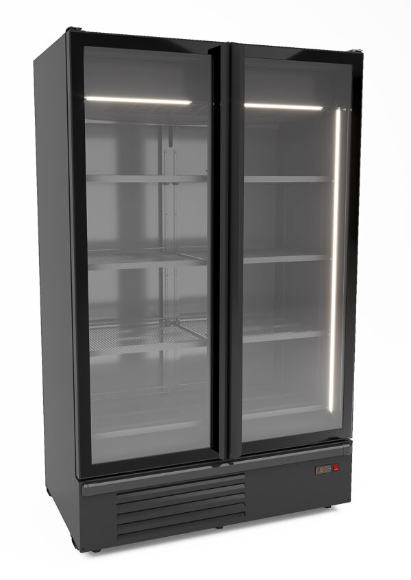 KÜHLSCHRANK 2 GLASTÜREN SCHWARZ 1200L
