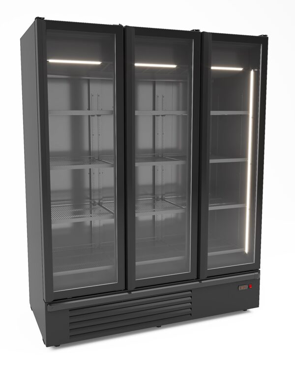 KÜHLSCHRANK 3 GLASTÜREN SCHWARZ 1555L