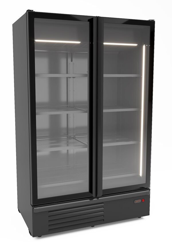 TIEFKÜHLSCHRANK 2 GLASTÜREN SCHWARZ 1230L