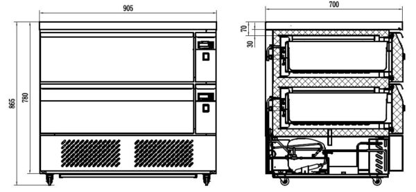 KÜHL-/TIEFKÜHLTISCH 2 SCHUBLADEN 4X 1/1GN – Bild 5
