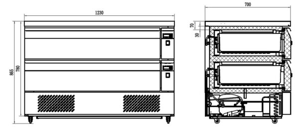 KÜHL-/TIEFKÜHLTISCH 2 SCHUBLADEN 6X 1/1GN – Bild 5