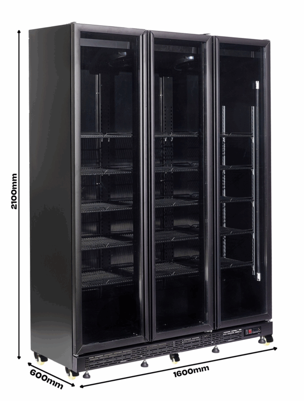 KÜHLSCHRANK 3 GLASTÜREN SCHWARZ NAP-1200 HT - MIT TÜRHEIZUNG – Bild 10