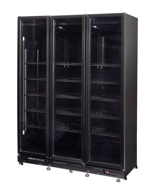 KÜHLSCHRANK 3 GLASTÜREN SCHWARZ NAP-1200 HT - MIT TÜRHEIZUNG – Bild 2