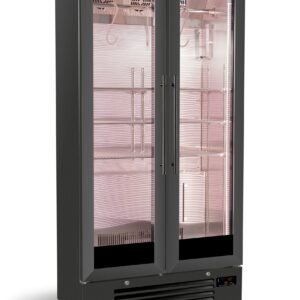 Dry Age Schrank 458 L – Frontansicht, schwarzes Edelstahl-Design