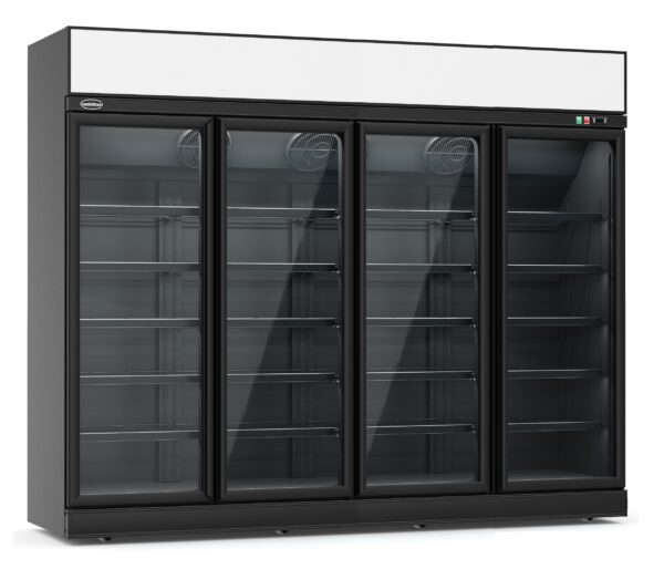 TIEFKÜHLSCHRANK 4 GLASTÜREN SCHWARZ INS-2060F BL  *TRANSPORT AUF ANFRAGE*