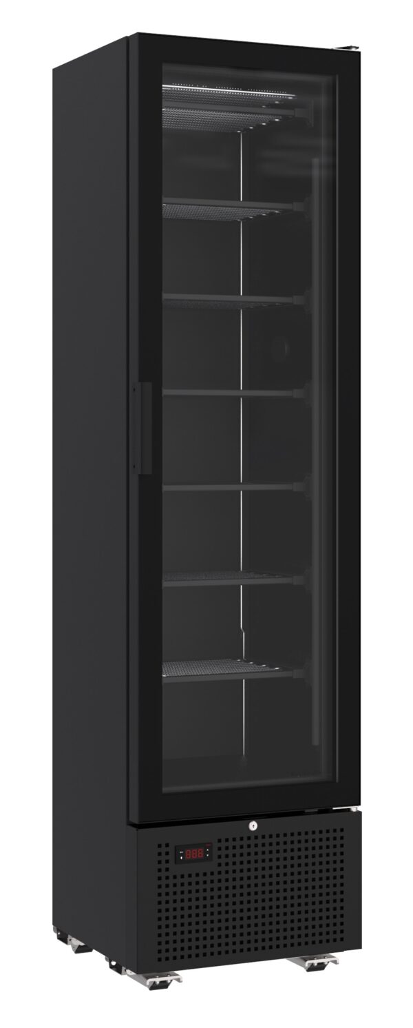TIEFKÜHLSCHRANK 1 GLASTÜR SCHWARZ 221L