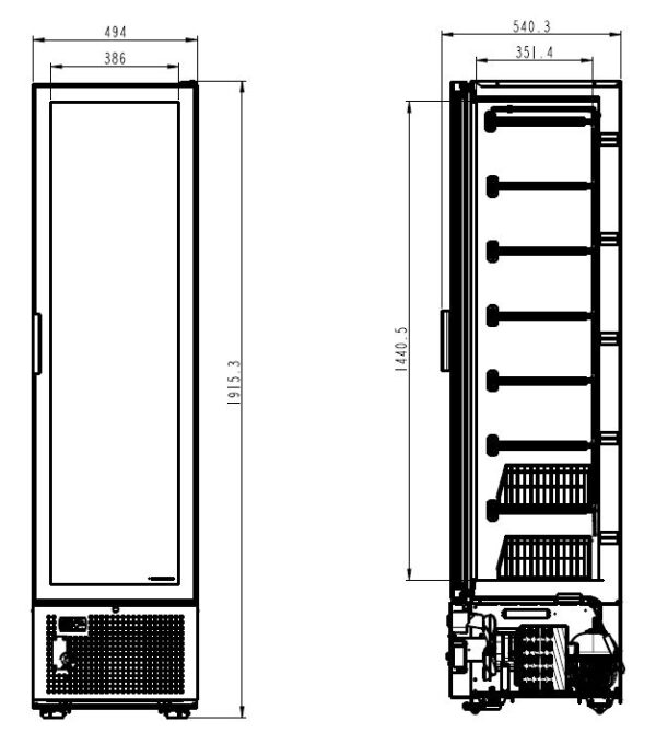 TIEFKÜHLSCHRANK 1 GLASTÜR SCHWARZ 221L – Bild 2