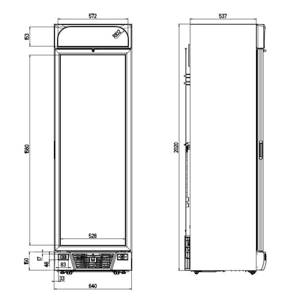TIEFKÜHLSCHRANK 1 GLASTÜR SCHWARZ 382L – Bild 2