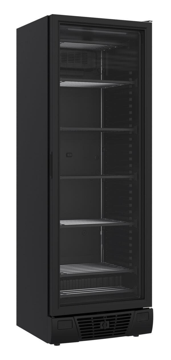 TIEFKÜHLSCHRANK 1 GLASTÜR SCHWARZ 382L