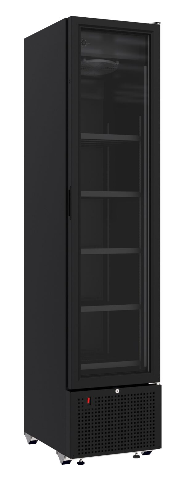 KÜHLSCHRANK 1 GLASTÜR SCHWARZ 348L *TRANSPORT AUF ANFRAGE*