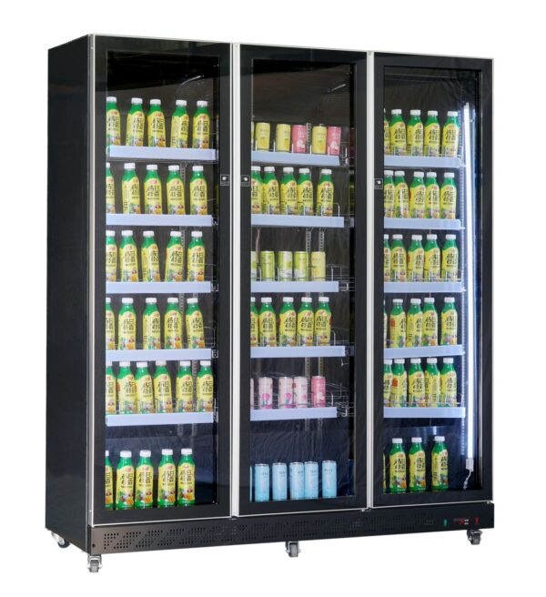 KÜHLSCHRANK 3 GLASTÜREN SCHWARZ