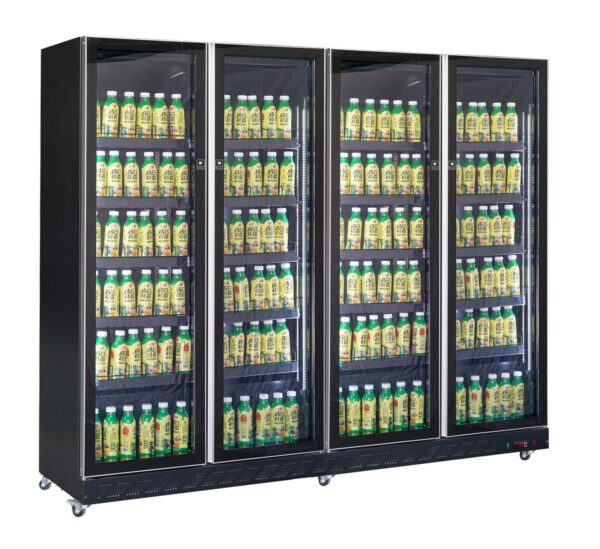 KÜHLSCHRANK 4 GLASTÜREN SCHWARZ   *TRANSPORT AUF ANFRAGE*