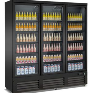 Kühlschrank 3 Glastüren Schwarz CEB-1600R BL – Frontansicht, 1600 L Bruttovolumen