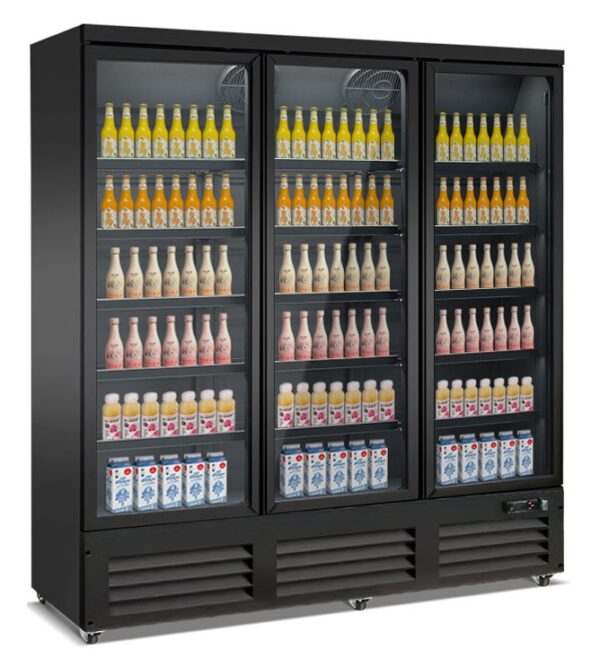 TIEFKÜHLSCHRANK 3 GLASTÜREN SCHWARZ CEB-1600F BL