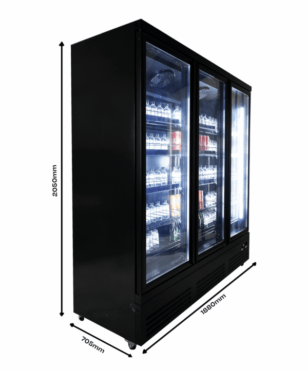 KÜHLSCHRANK 3 GLASTÜREN SCHWARZ CEB-1600R BL – Bild 5