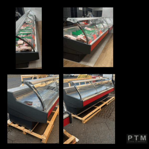 4,30 m PTM COOLING BUTCHER PREMIUM VE12 – Fleischthekenanlage (extra tief, rundglas) – Bild 4