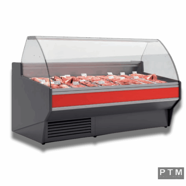 3,00 m PTM COOLING BUTCHER ONE VE10 – FLEISCHTHEKE Rundglas, Rubinrot
