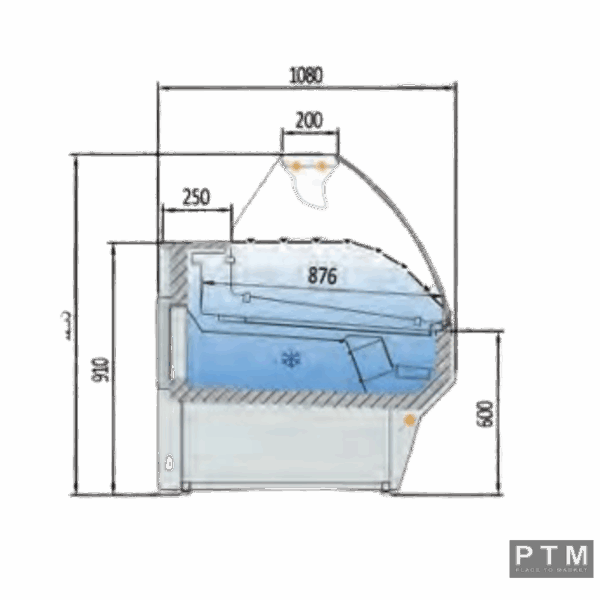 3,00 m PTM COOLING BUTCHER ONE VE10 – FLEISCHTHEKE Rundglas, Rubinrot – Bild 2