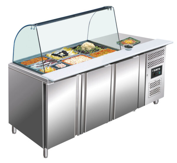 PTM Saladette, 3 Türen, mit Glasaufsatz,
Modell GN 3100 TNS