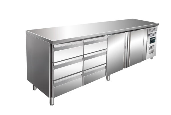 PTM Kühltisch mit 2 Türen und 2x 3er Schubladenset,
Modell KYLJA 4150 TN